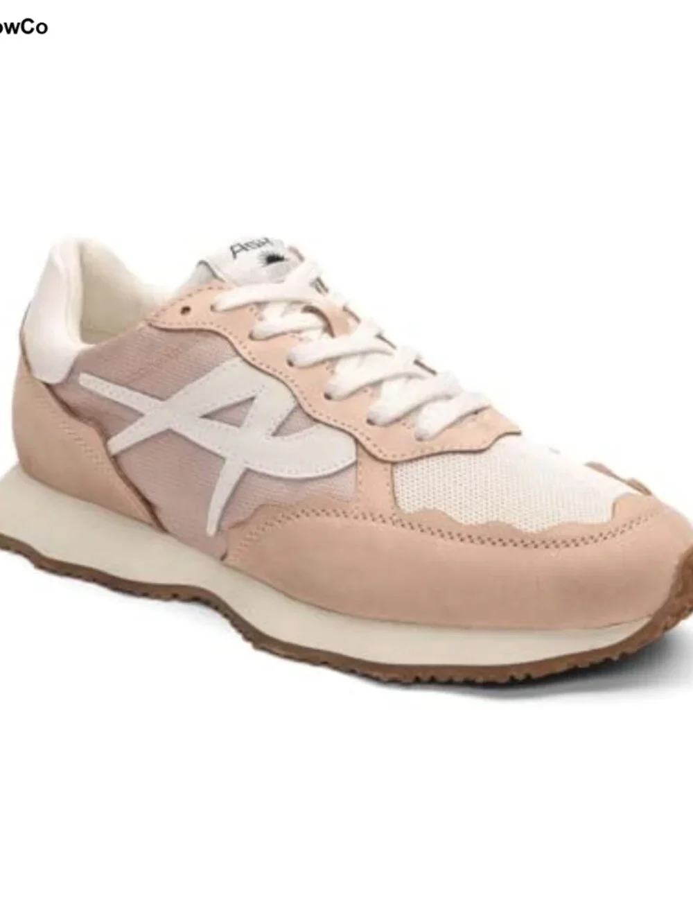 Nubuck Calf Leather Mesh Low Top Lace-Up Sneakers Block Heel Lightweight